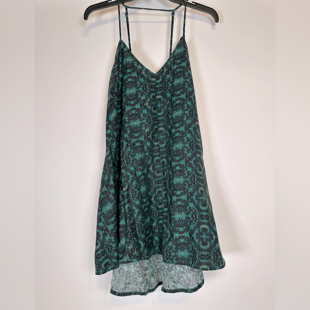 RVCA Green Patterned Spaghetti Strap Skate Dress